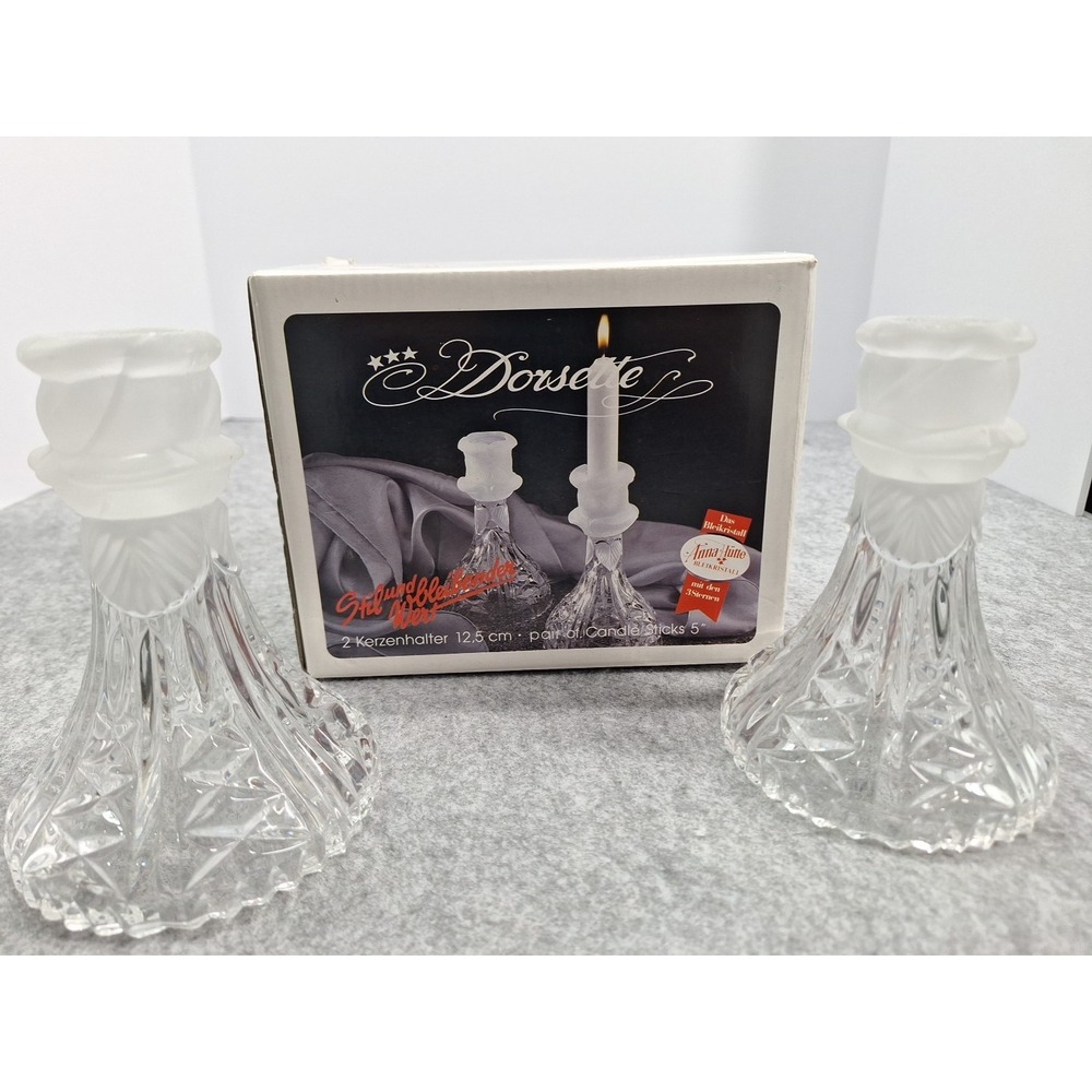 Dorsette Lead Crystal Candlesticks‎ Made In GERMANY 5 inch